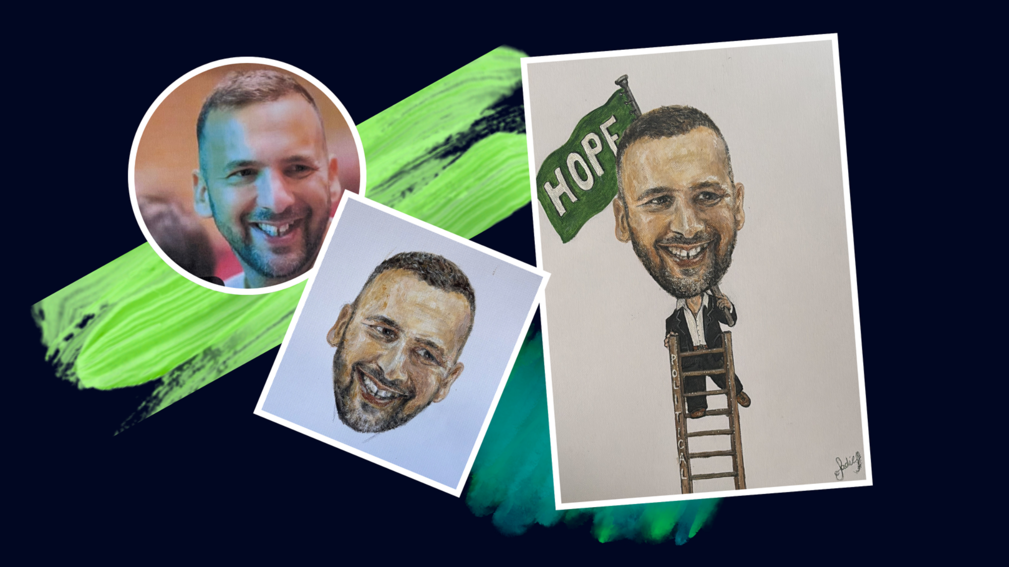 Zak This shows a caricature of the Green Party leader climbing to the top of a political ladder