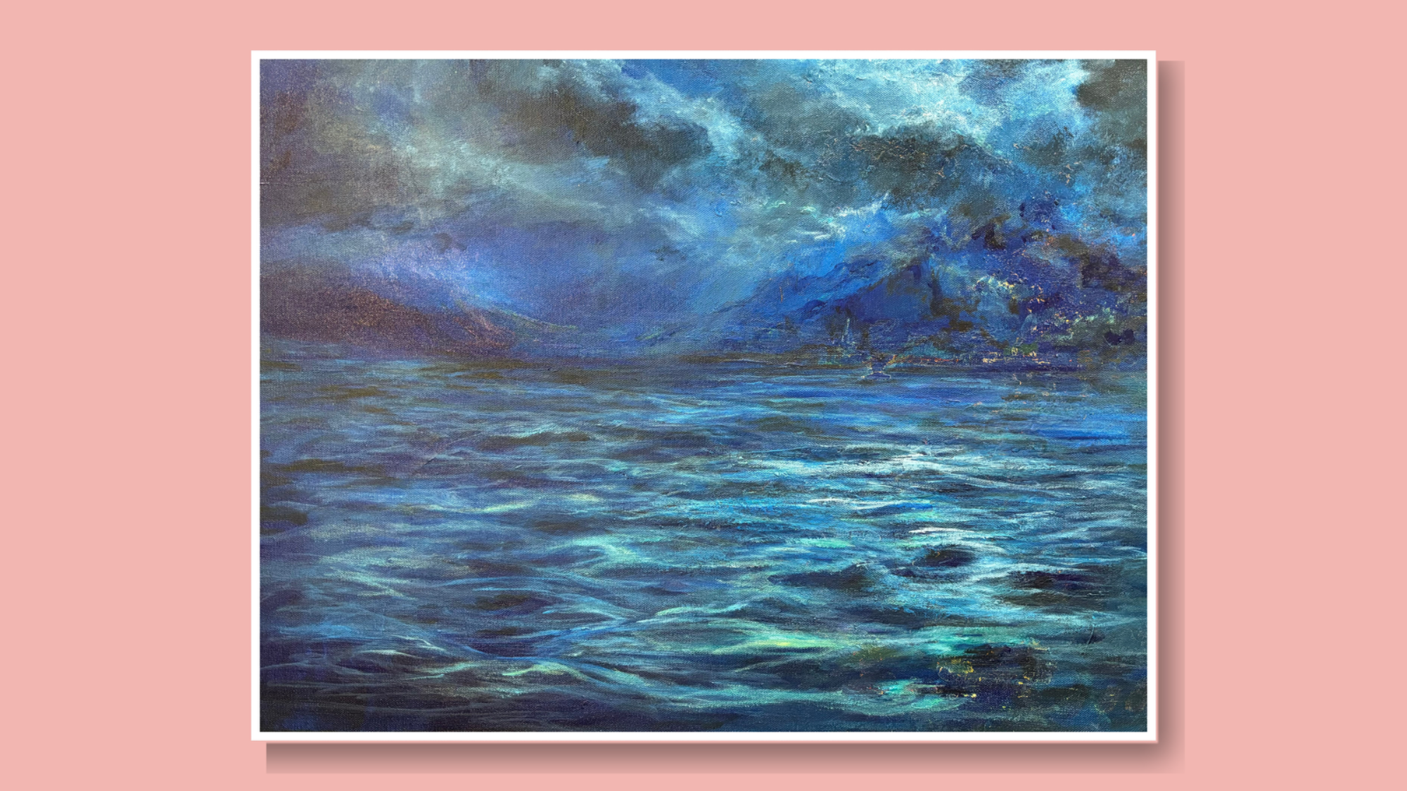 Tempest A very moody seascape with an angry sky, mostly depicted in shades of blue.