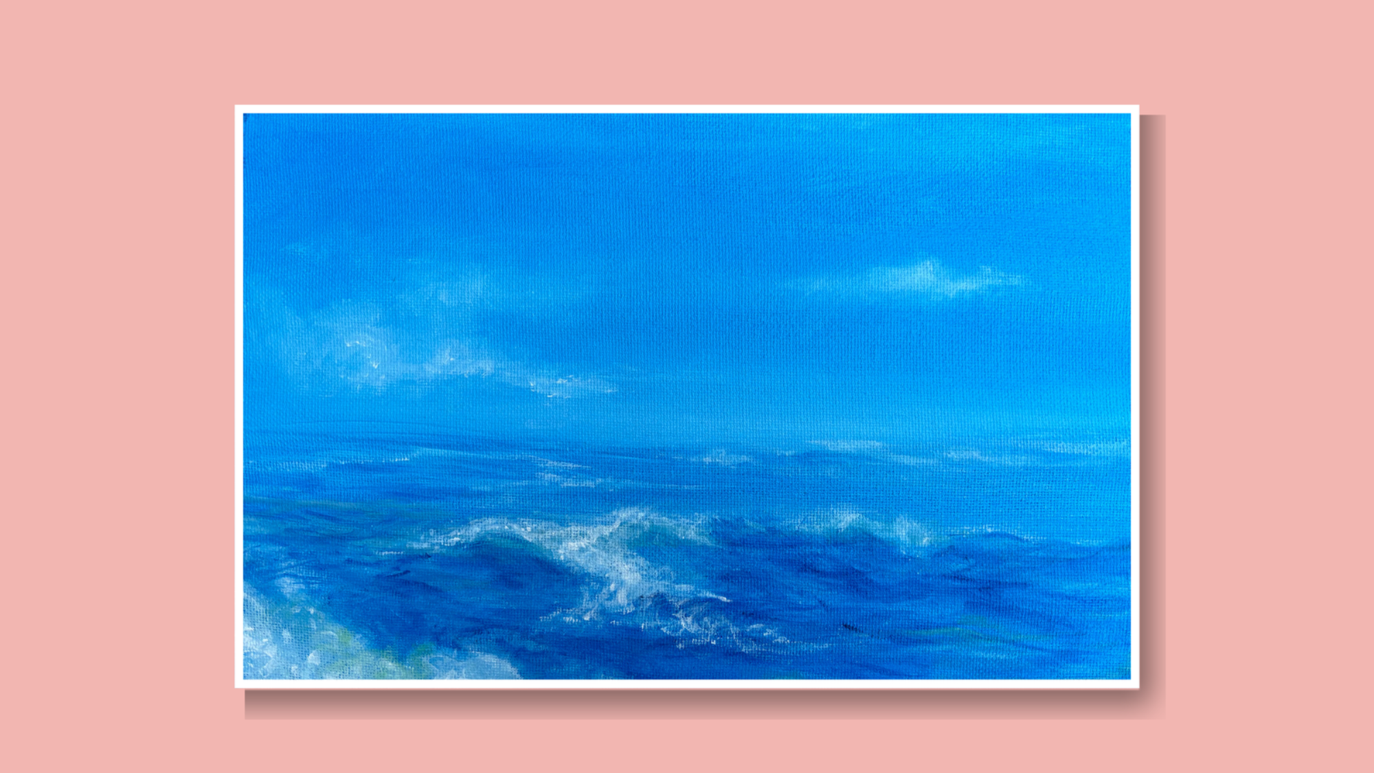 Lost At Sea An almost all blue canvas with choppy waves and a moody sky